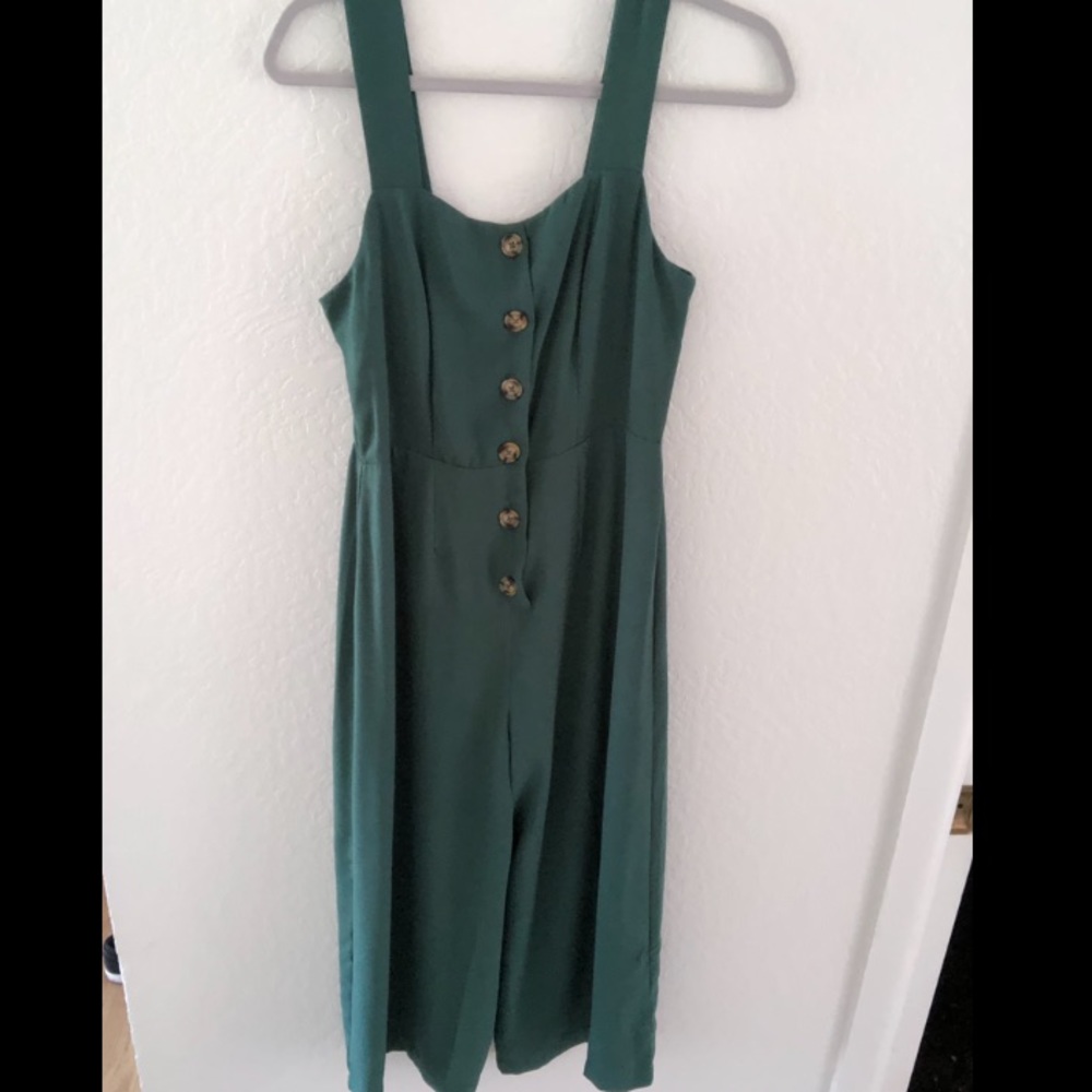 Francesca’s Green button down Jumpsuit